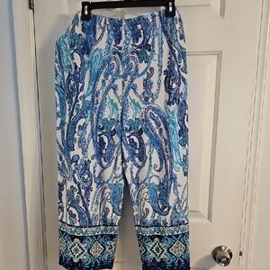 Susan Graver Blue and White Paisley Pants XLP